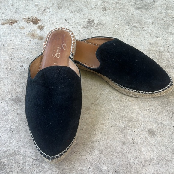 Pima 2 Espadrille Slip On Mules Black Suede Sz 38 = 7.5 Made in Spain - Picture 7 of 7
